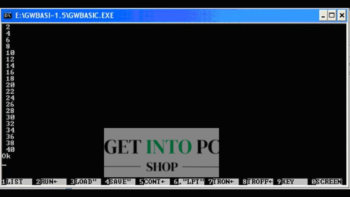 Interactive Mode GW Basic Get into pc 